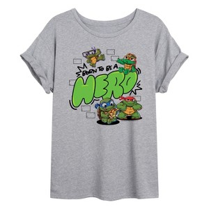 Women's - Teenage Mutant Ninja Turtles Mutant Mayhem - Born To Be A Hero Oversized Graphic T-Shirt - 1 of 4