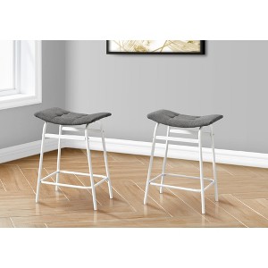 24.5" Fabric & Metal Backless Padded Saddle Counter Height Barstool (Set of 2) with Contemporary Modern Design for Kitchen - 1 of 4
