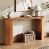Gulches Vintage Console Table - Beaded Trim, Reversible Curved Legs, Natural Wood Veneer, for Entryway, Living Room - 2 of 4