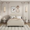 NicBex Queen Size Upholstered Linen Bed Frame with Curved Shape Headboard and Footboard for Kids Teens Adults,Beige - 4 of 4
