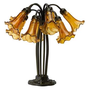 21" Lily Table Lamp Amber - River of Goods