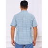 INSPIRE CHIC Men's Point Collar Short Sleeve Button Down Checked Plaid Dress Shirt - 3 of 4