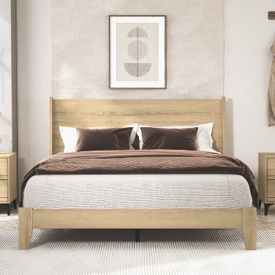 Galano Weiss Oslo Oak Wood Frame Queen Platform Bed With Headboard : Target