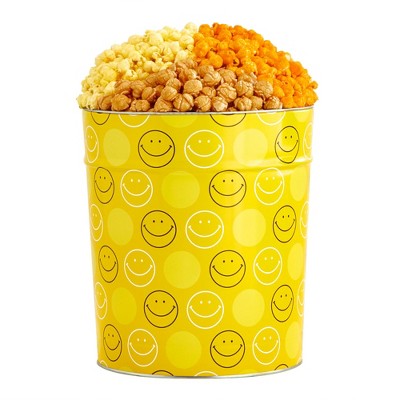 The Popcorn Factory Smiley Face Tin, 3.5 Gallons (Robust Cheddar, Butter, Caramel)