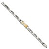 Black Bow Jewelry Stainless Steel & 18K Yellow Gold Inlay & Diamond I.D. Bracelet, 9 In - 2 of 4