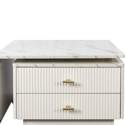 Racxily Modern Coffee Table, Unique Architectural Design Center Table for Living Room