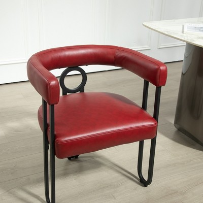 House Hold Contemporary Chenille Upholstered Accent Chair, Set of 1 for Kitchen & Living Room, PU, Wine Red