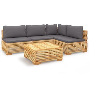 vidaXL Garden Lounge Set Dark grey, Teak wood - 1 of 4