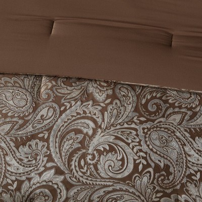 King Blue and Brown Paisley Cotton Jacquard Bed in a Bag Set