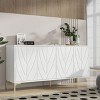 Bella Depot 59.8" Carved 4-door Sideboard Handleless Press-to-Open Design Buffet Cabinet - 2 of 4