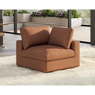 AMERLIFE Modular Sectional Sofa, 38” Down Filled Side Seat, Comfy Couch for Living Room, Brown
