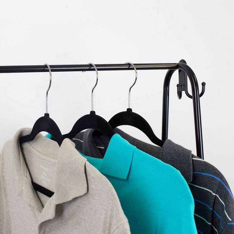 Home Basics 2 Shelf Free-Standing Garment Rack with Hooks, Black, 5 of 8