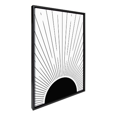Black and White Abstract Sunset Canvas Art with Polystyrene Frame
