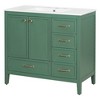 TUYOHW Bathroom Vanity with Solid Pine Frame, 1 Soft Close Door and 3 Drawers, Modern Storage Cabinet - 2 of 4