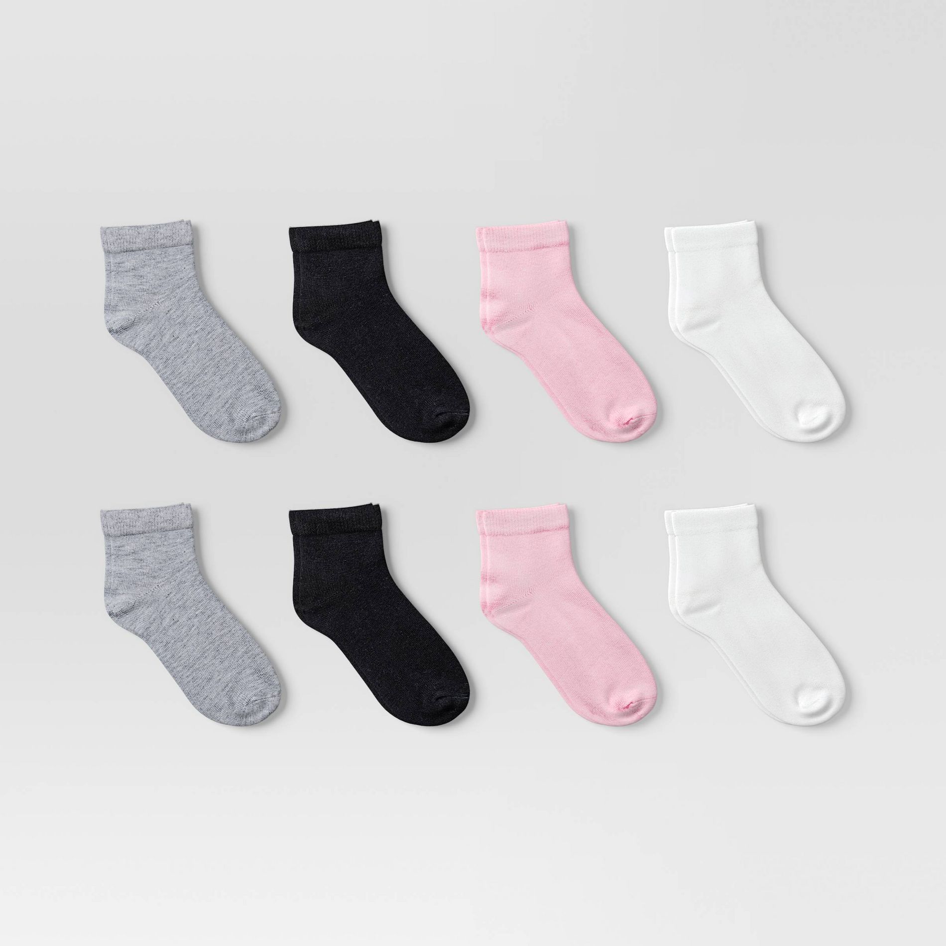Girls' 8pk Ankle Socks - Dealworthy™ Pink XS/S