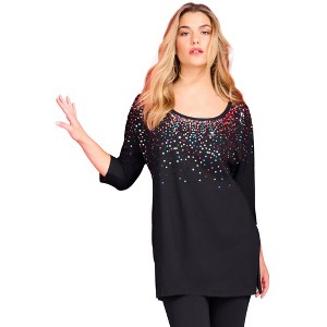 Roaman's Three Quarter Sleeve Embellished Tunic - 1 of 4