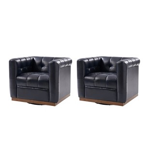 Frankie Genuine Leather Swivel Club Chair Set of 2| HULALA HOME - 1 of 4