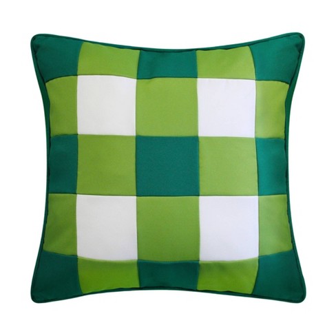 Green gingham online pillow