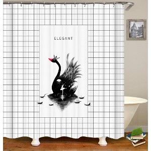 Elegant Black Swan Shower Curtains for Bathroom Waterproof Fabric Bath Curtain Durable Soft Stylish Bathroom Decor 72x72 Inch - 1 of 1