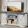 Farmhouse Tv Stand for 65 Inches TVs with Storage Cabinet, Entertainment Center with Sliding Barn Doors and Adjustable Shelf,  for Living Room, White - 2 of 4