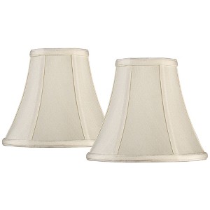 Imperial Shade Set of 2 Round Bell Lamp Shades Cream Small 4.5" Top x 9" Bottom x 8" Slant x 7.5" High Spider with Replacement Harp and Finial Fitting - 1 of 4