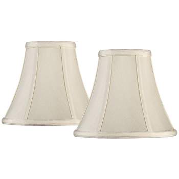 Imperial Shade Set of 2 Round Bell Lamp Shades Cream Small 4.5" Top x 9" Bottom x 8" Slant x 7.5" High Spider with Replacement Harp and Finial Fitting