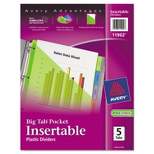 Avery Insertable Big Tab Plastic Dividers w/Single Pockets 5-Tab 11 1/8 x 9 1/4 11902