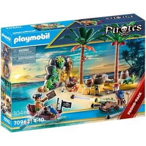 Playmobil Pirates Pirate Treasure Island with Rowboat 70962 Playset 104pc - 1 of 1