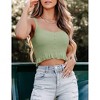 Womens Knit Camisole Tank Tops Strap Cropped Tank Tops with Ruffle Hem Front Button V Neck Cropped Camisole - 2 of 4