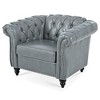 CAVINAS PU Leather Accent Chair with Button Tufted Back and Birch Wooden Legs,Upholstered Living Room Chairs,Reading Chairs for Living Room - 2 of 4