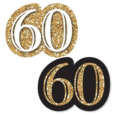 Big Dot of Happiness Adult 60th Birthday - Gold - DIY Shaped Birthday Party Cut-Outs - 24 Count