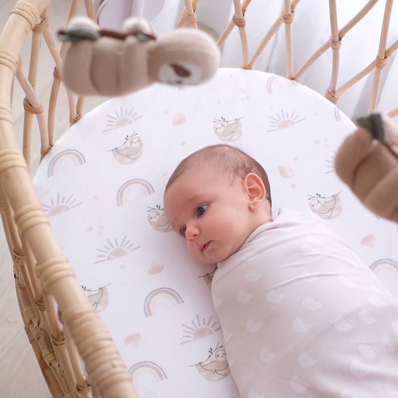 Living Textiles|2PK Jersey Swaddle - Rainbow Sloth, 4 of 5