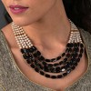 SOHI Women's Black Beaded Statement Necklace - 4 of 4