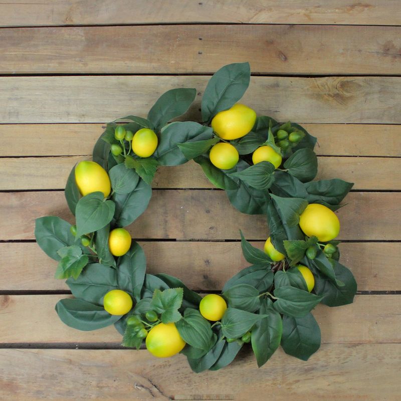 Northlight Lemon and Foliage Artificial Wreath, Yellow 22-Inch, 3 of 6