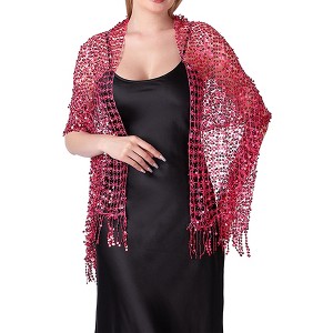 INSPIRE CHIC Women's Sequin Shawls and Wraps for Evening Dresses Fringed Sparkly Scarf 1Pc - 1 of 4
