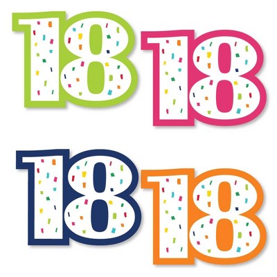 Big Dot of Happiness 18th Birthday - Cheerful Happy Birthday - DIY Shaped Colorful Eighteenth Birthday Party Cut-Outs - 24 Count