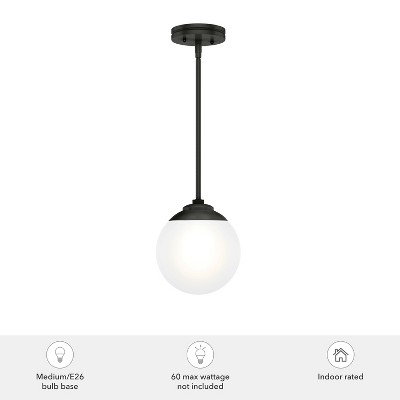 Matte Black and White Glass Globe Mini Pendant Light