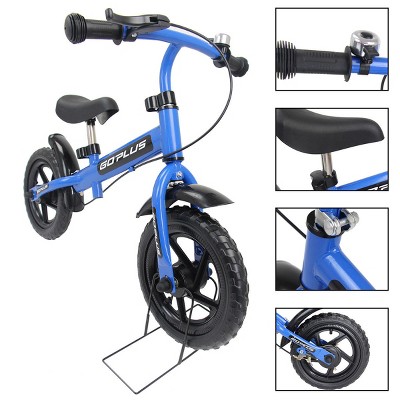 Costway 12'' Blue Kids Balance Bike Children Boys & Girls with Brakes and Bell Exercise