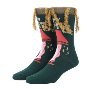 A Christmas Story Leg Lamp Adult Green Casual Crew Socks With 3D Tinsel - 1 of 4