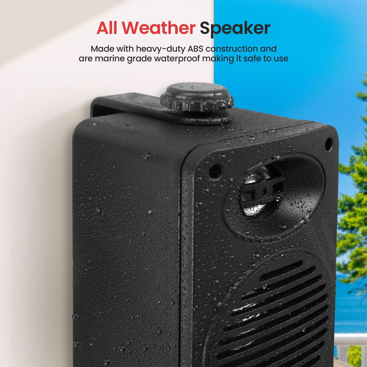 Pyle 3.5" Bluetooth Indoor/Outdoor Speakers, 200W Waterproof Pair, Black - thumbnail 4