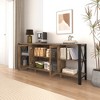 VYNXARIA TV Stands for Living Room,Farmhouse TV Stand 80 Inch Television Stand,Modern Horizontal Wood and Metal Open Bookshelf,Espresso - 2 of 4