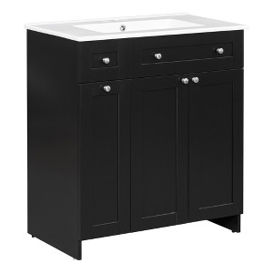 TiramisuBest 30-Inch Black Bathroom Vanity with Ceramic Sink Combo, Modular Sectional Sofa with Storage, Sideboard Buffet Style Design for L - 1 of 4