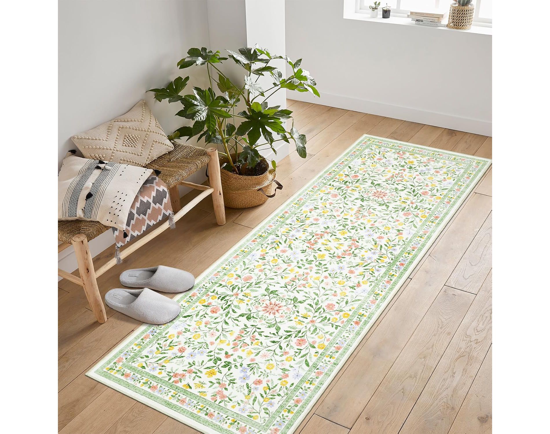 Fulvari Machine Washable Area Rugs Non Slip,Soft Boho Living Room Rugs,Distressed Throw Carpet for Home Office Dinning Room Kids Playroom