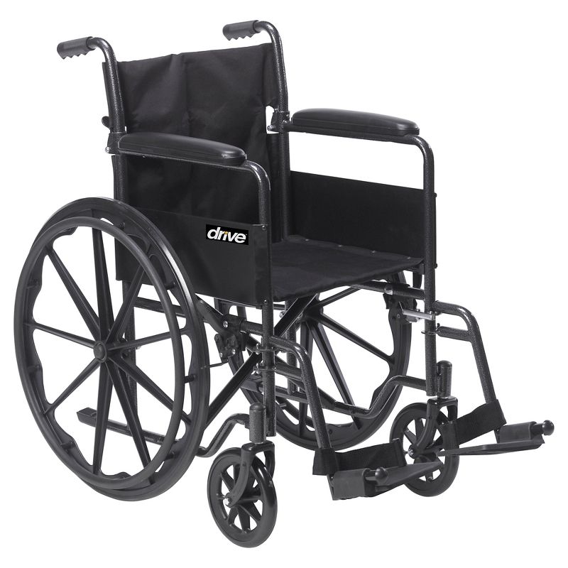 Drive Medical Silver Sport 1 Wheelchair with Full Arms and Swing away Removable Footrest, 1 of 6