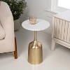 JONATHAN Y Pip 20.25" Classic Designer Metal Drink Table & Decorative End Table with White Marble Round Top & Bell Pedestal Base - 2 of 4