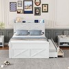 Wooden Trundle Bed with Storage Drawers,USB Charging,Space Saving Kids Furniture-Maison Boucle - 2 of 4