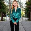 Anna-Kaci Women's Satin Button-Up Shirt with Collar and Flared Cuffs - 2 of 4