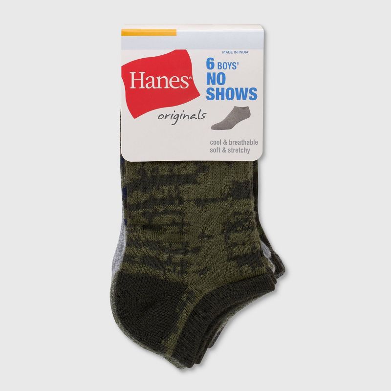Hanes Boys&#39; Originals 6pk No Show Socks Green, 3 of 4
