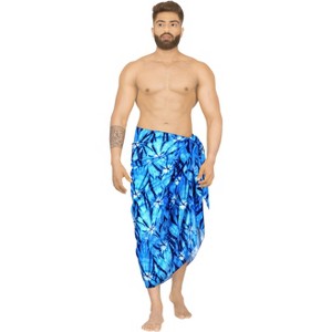 HAPPY BAY Men's Sarong Cover Up Swim Beach Wraps One Size Azure Tie Dye - 1 of 4