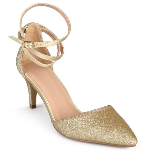 Journee Collection Womens Luela Pointed Toe Mid Heel Pumps, Gold 12 : Target